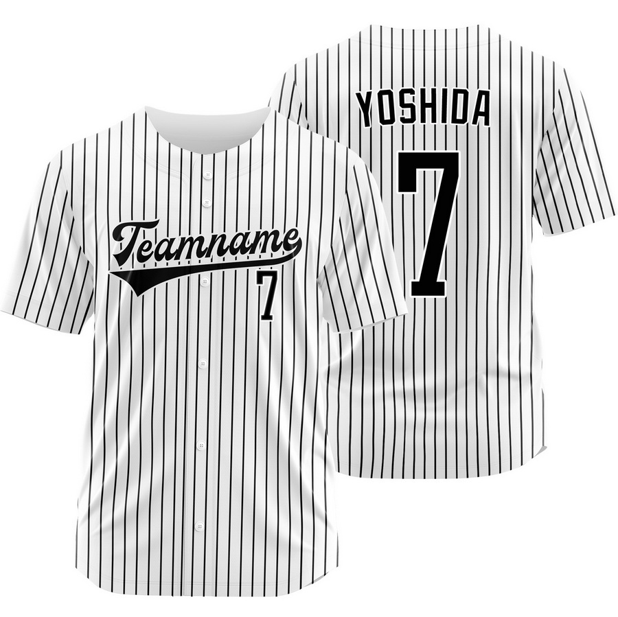 Masataka Yoshida White Black Pinstripe Baseball Jersey Sport Shirt