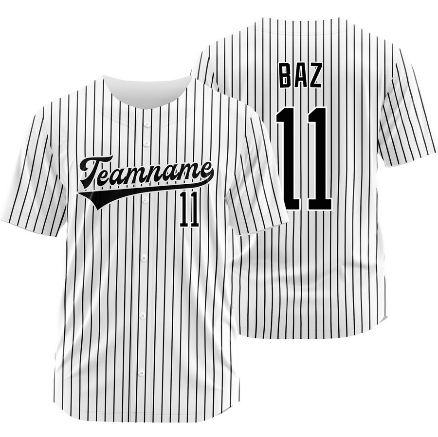 Shane Baz White Black Pinstripe Baseball Jersey Sport Shirt