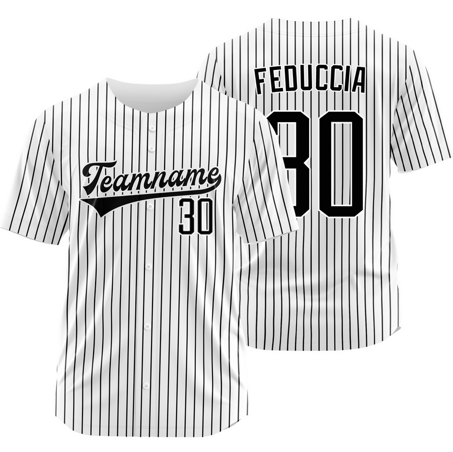 Hunter Feduccia White Black Pinstripe Baseball Jersey Team Shirt