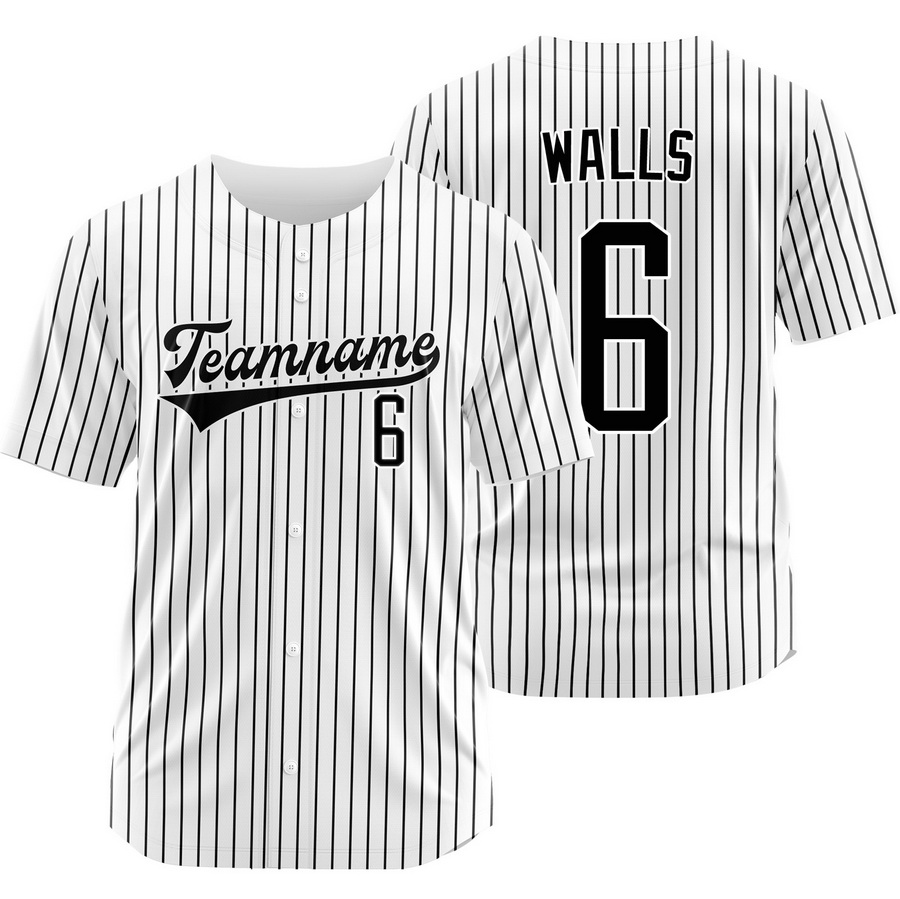 Taylor Walls White Black Pinstripe Baseball Jersey Outdoor Shirt