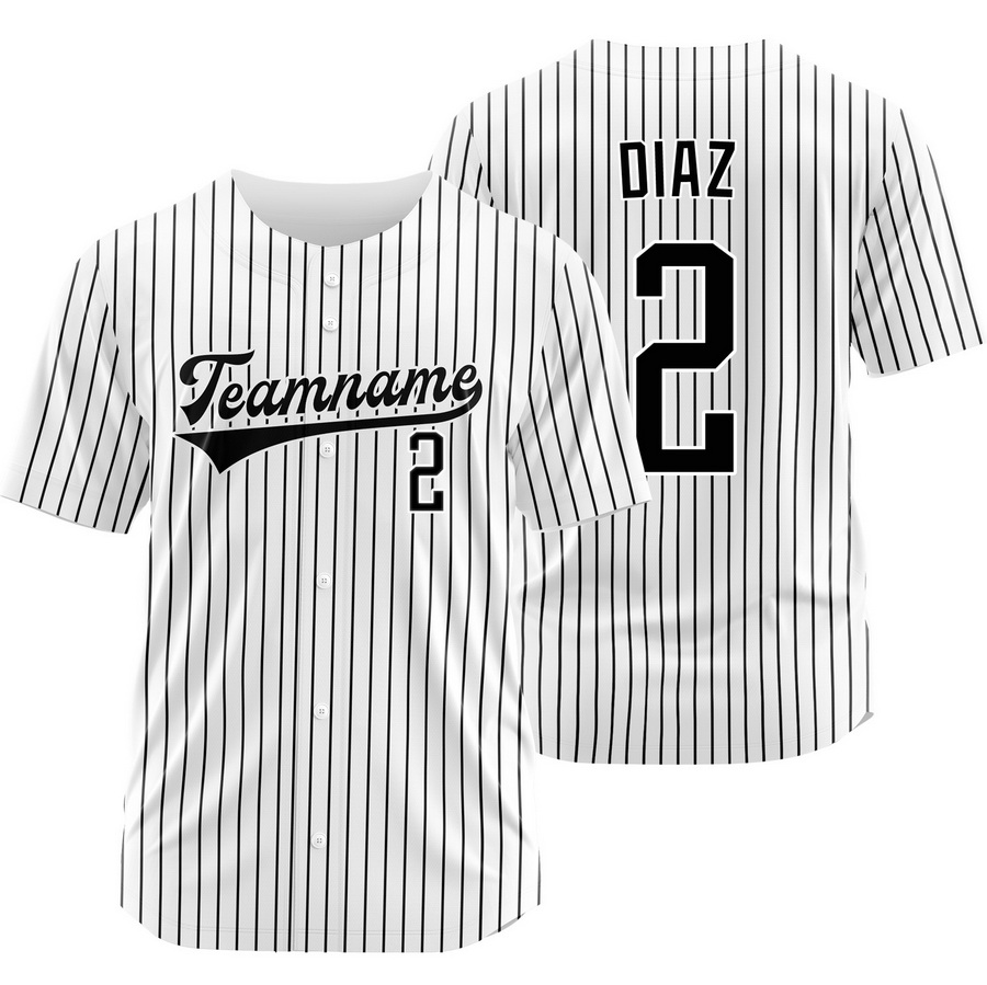 Yandy Diaz White Black Pinstripe Baseball Jersey Fashion Shirt