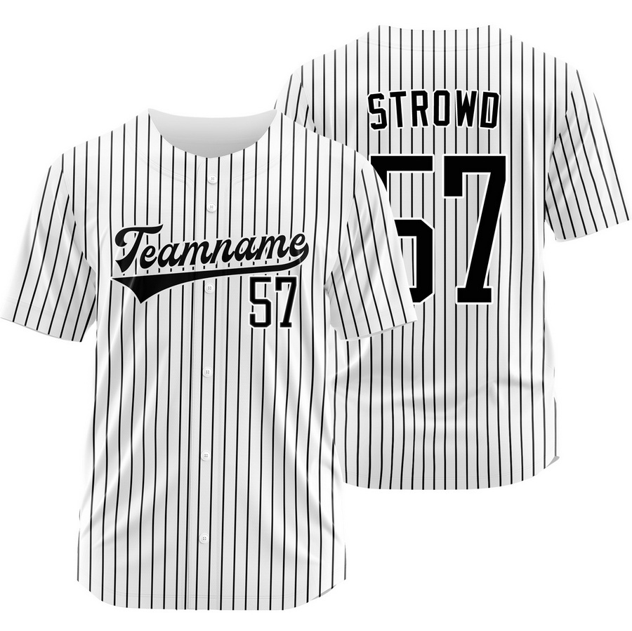 Kade Strowd White Black Pinstripe Baseball Jersey Sport Shirt