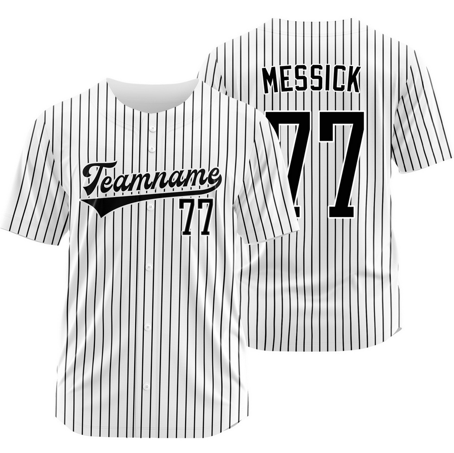 Parker Messick White Black Pinstripe Baseball Jersey Team Shirt