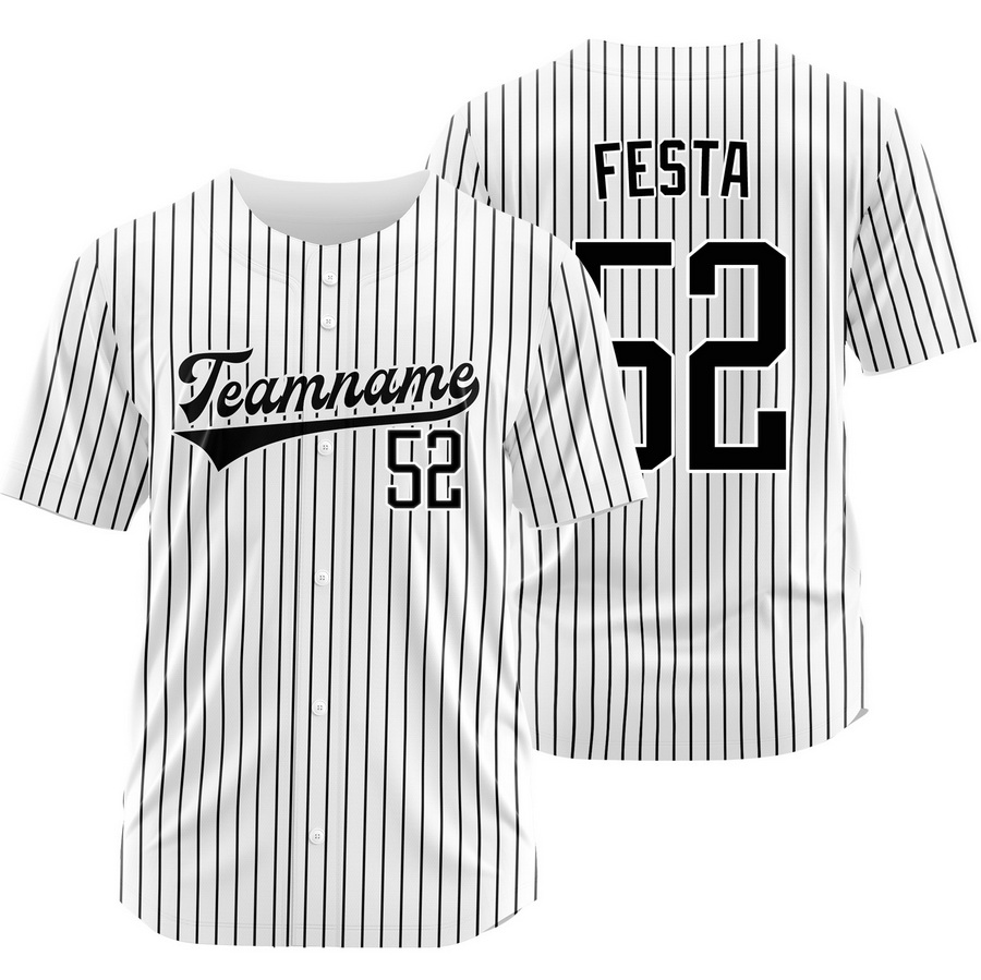 Matt Festa White Black Pinstripe Baseball Jersey Outdoor Shirt