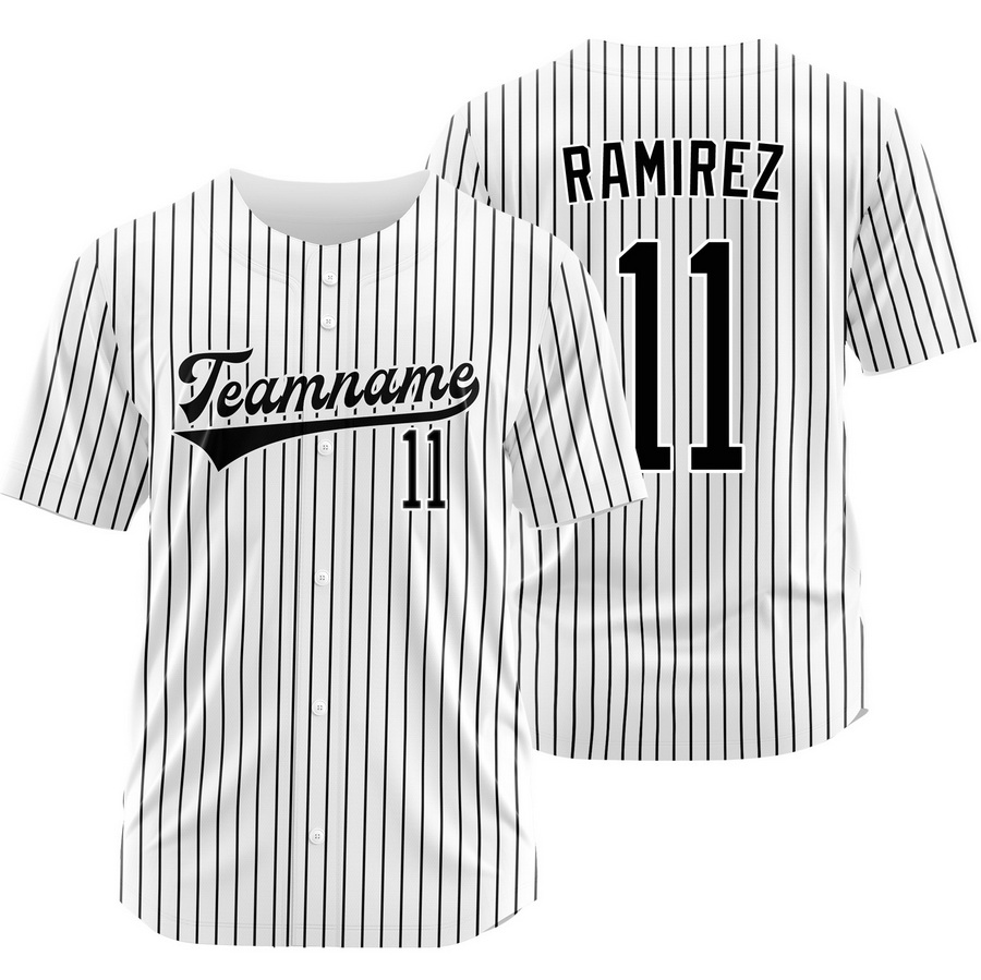 Jose Ramirez White Black Pinstripe Baseball Jersey Outdoor Shirt