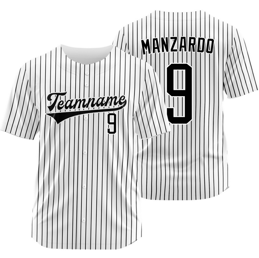 Kyle Manzardo White Black Pinstripe Baseball Jersey Fashion Shirt