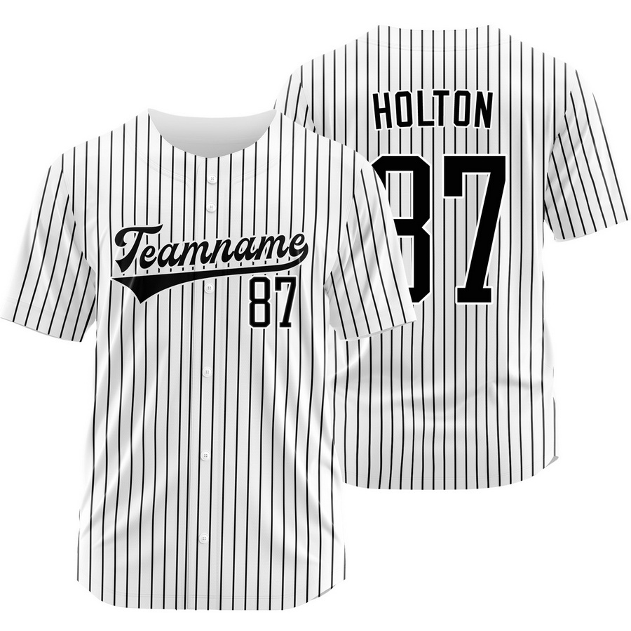 Tyler Holton White Black Pinstripe Baseball Jersey Sport Shirt