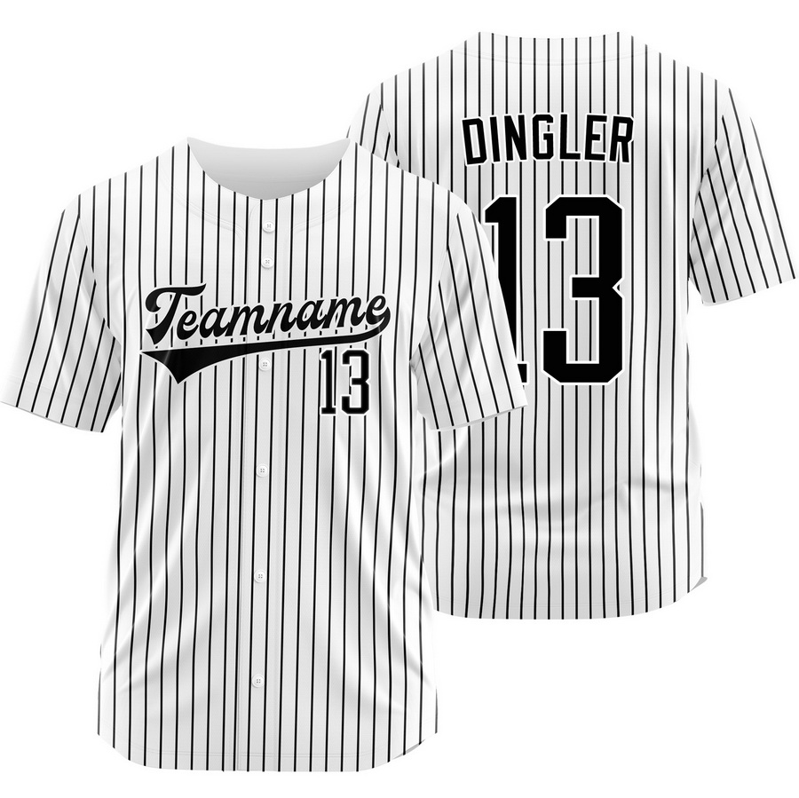 Dillon Dingler White Black Pinstripe Jersey Outdoor Shirt