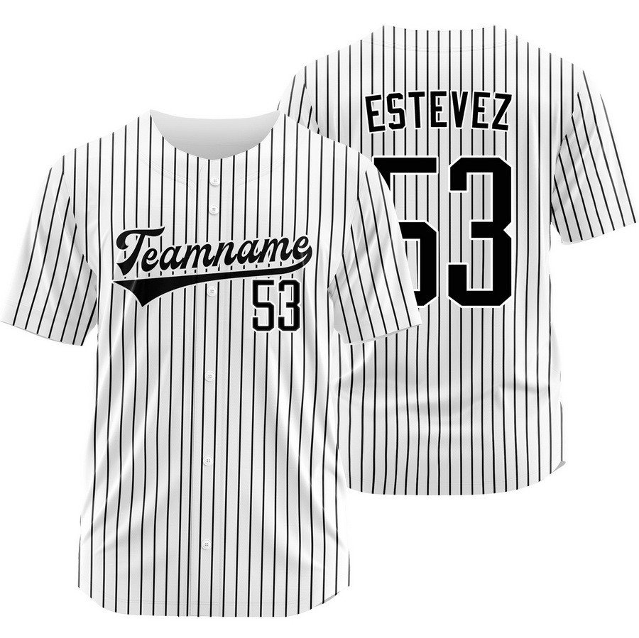 Carlos Estevez White Black Pinstripe Baseball Jersey Fashion Shirt