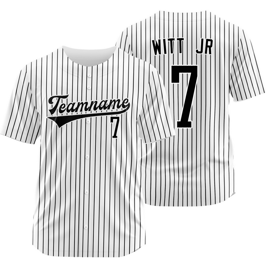 Bobby Witt Jr. White Black Pinstripe Baseball Jersey Outdoor Shirt