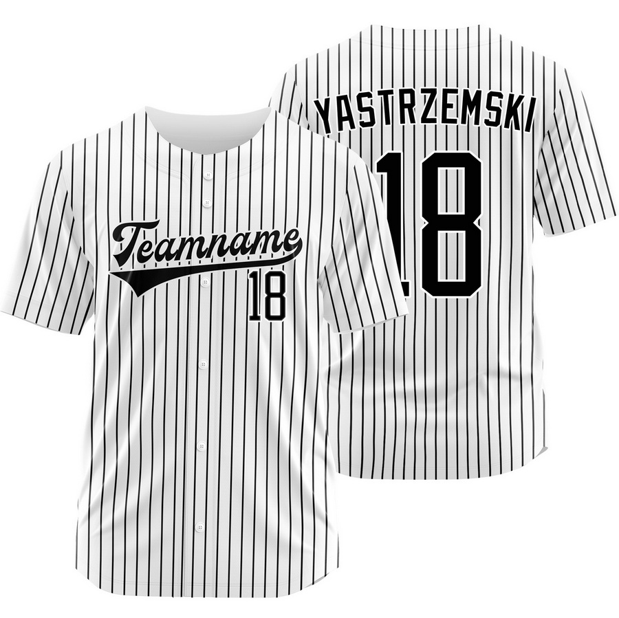Mike Yastrzemski White Black Pinstripe Baseball Jersey Team Shirt
