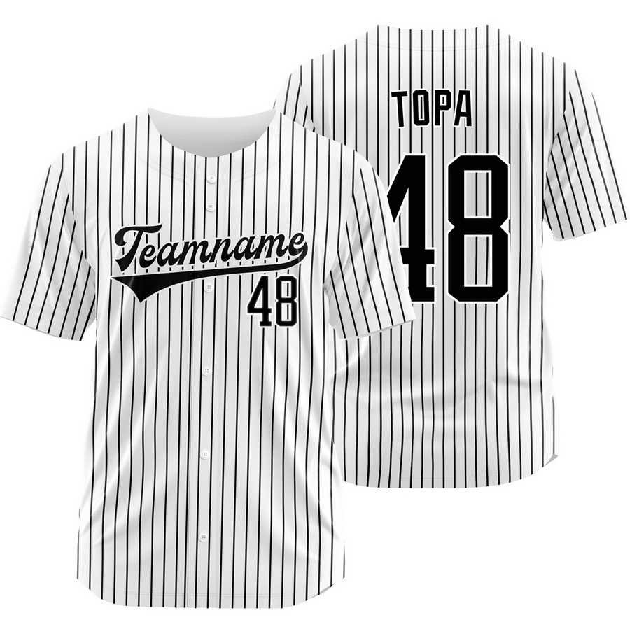 Justin Topa White Black Pinstripe Baseball Jersey Sport Shirt