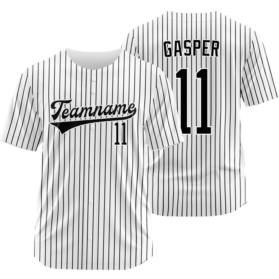 Mickey Gasper White Black Pinstripe Baseball Jersey Team Shirt