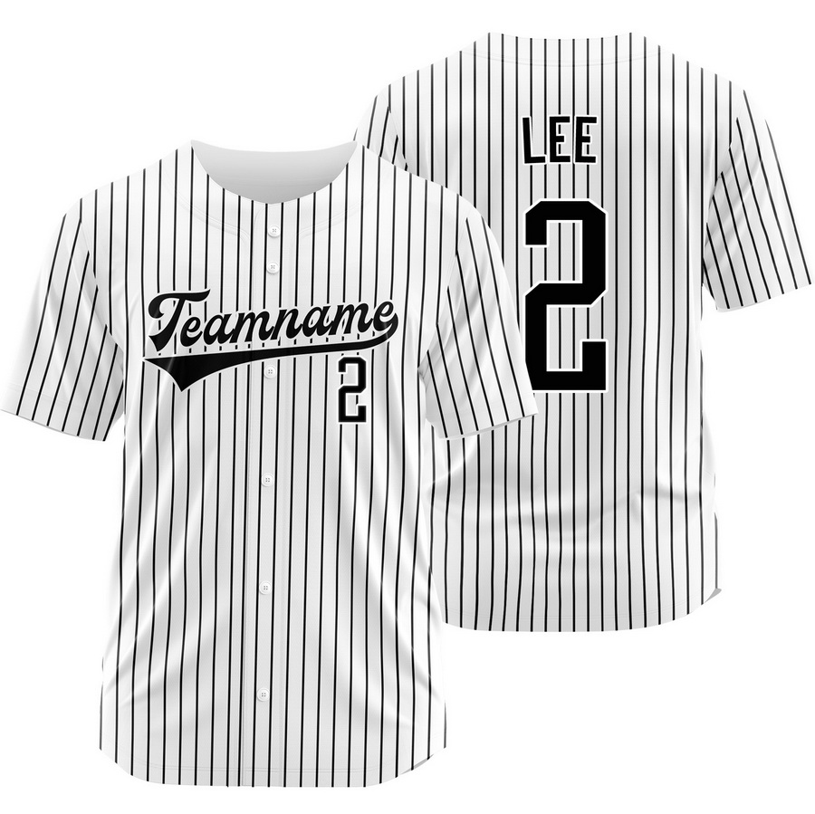 Brooks Lee White Black Pinstripe Baseball Jersey Team Shirt