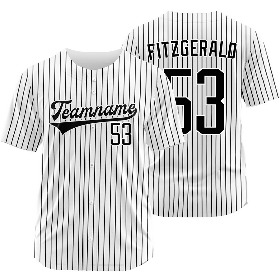 Ryan Fitzgerald White Black Pinstripe Jersey Outdoor Shirt