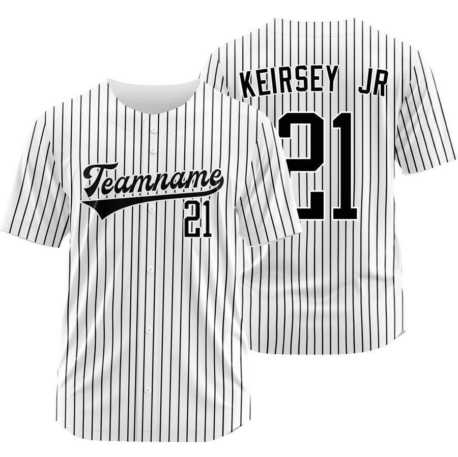 DaShawn Keirsey Jr. White Black Pinstripe Baseball Jersey