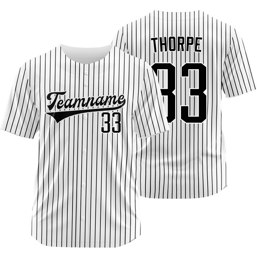 Drew Thorpe White Black Pinstripe Baseball Jersey Outdoor Shirt