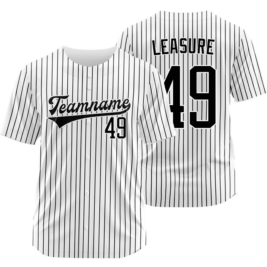 Jordan Leasure White Black Pinstripe Baseball Jersey Fashion Shirt