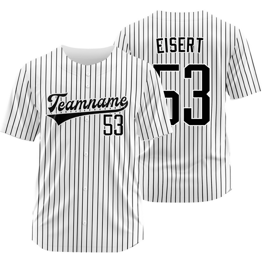 Brandon Eisert White Black Pinstripe Baseball Jersey Team Shirt