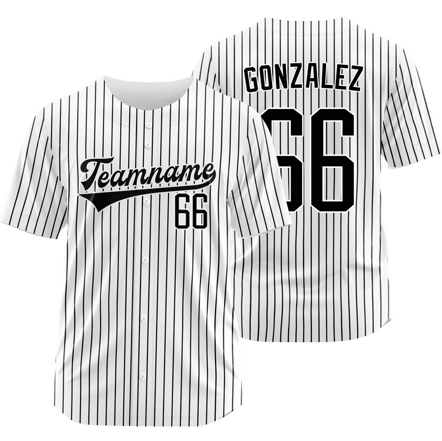 Wikelman Gonzalez White Black Pinstripe Baseball Jersey Team Shirt