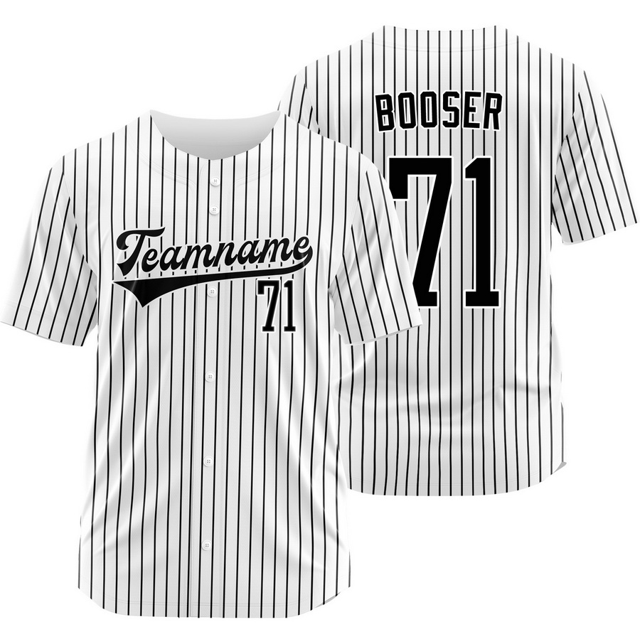 Cam Booser White Black Pinstripe Baseball Jersey Outdoor Shirt