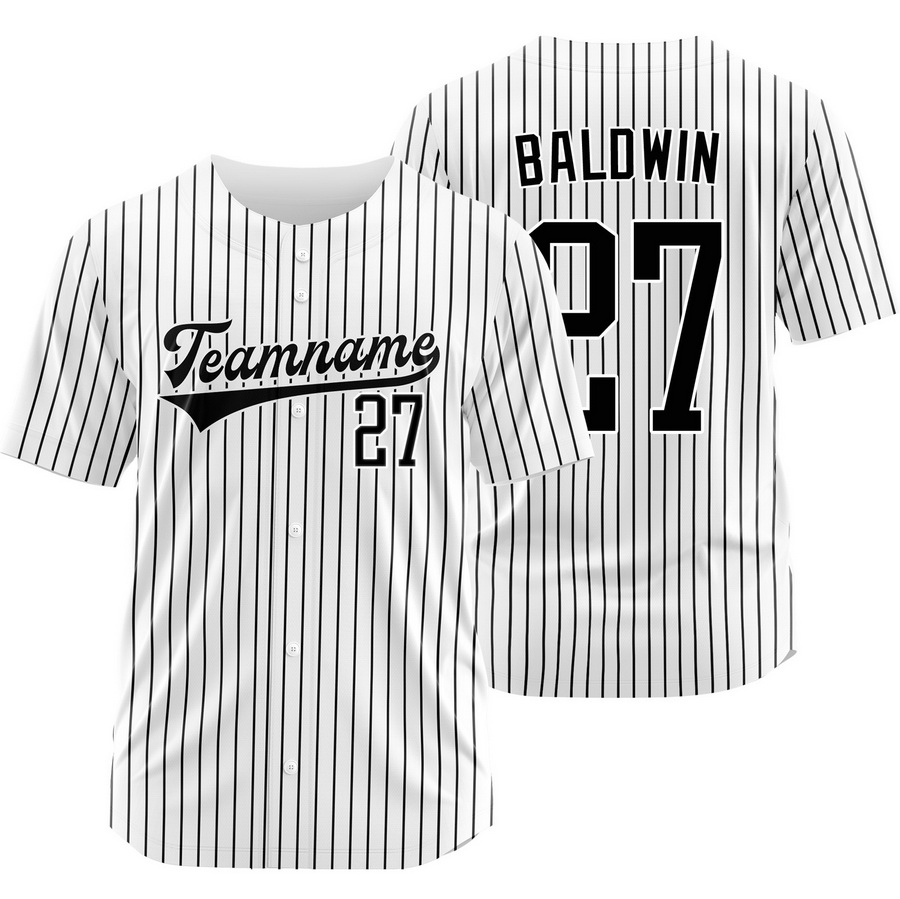 Brooks Baldwin White Black Pinstripe Baseball Jersey Outdoor Shirt