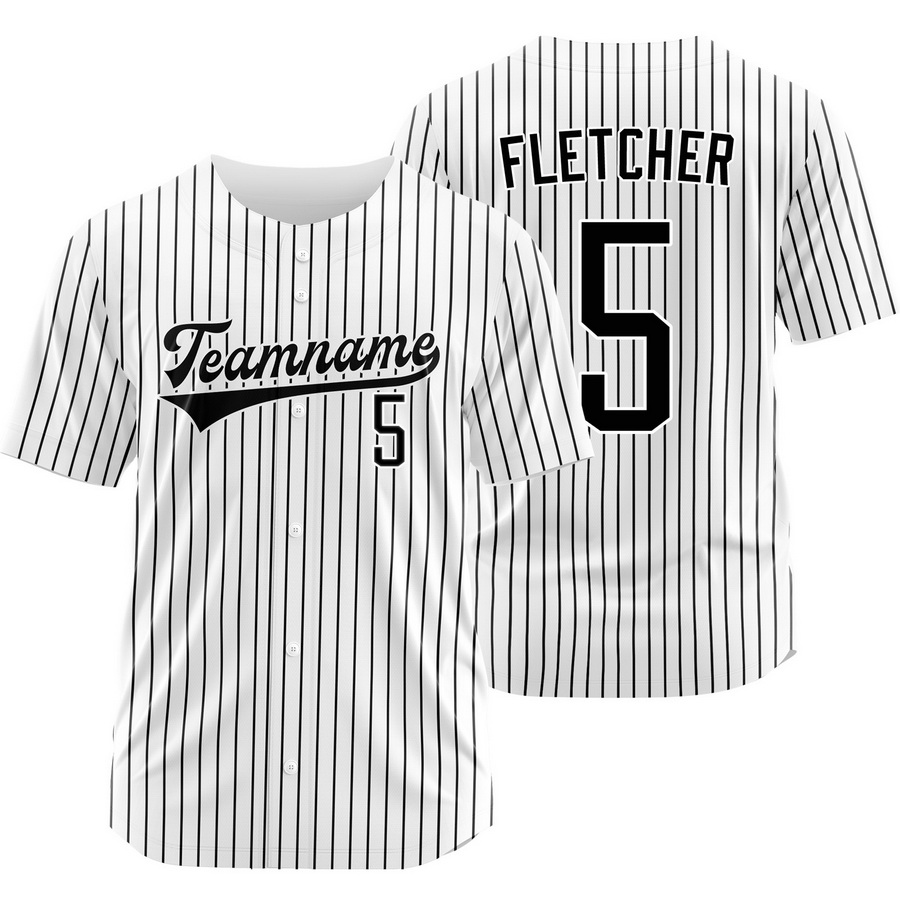 Dominic Fletcher White Black Pinstripe Baseball Jersey