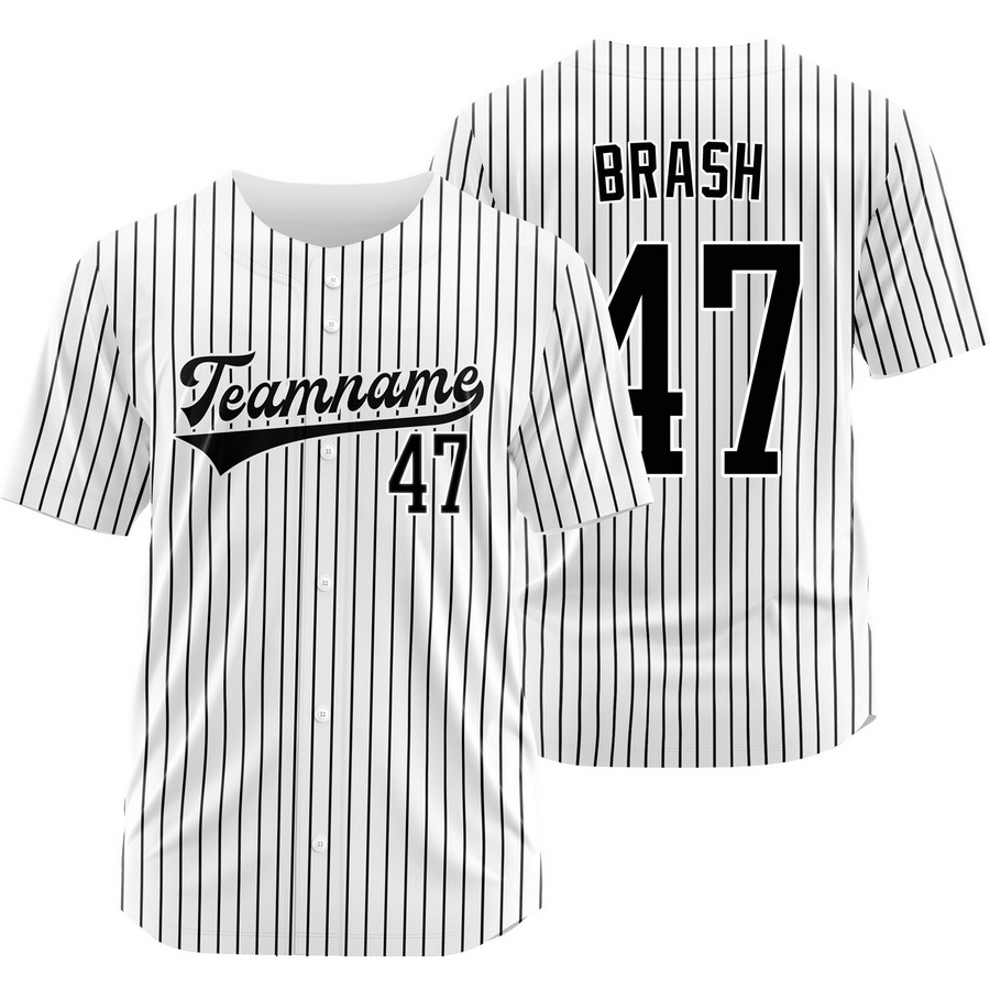 Matt Brash White Black Pinstripe Baseball Jersey Team Shirt