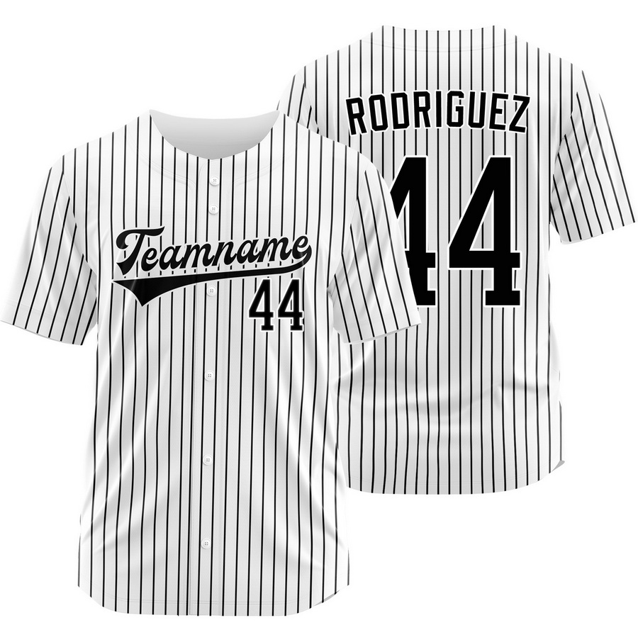 Julio Rodriguez White Black Pinstripe Baseball Jersey Team Shirt