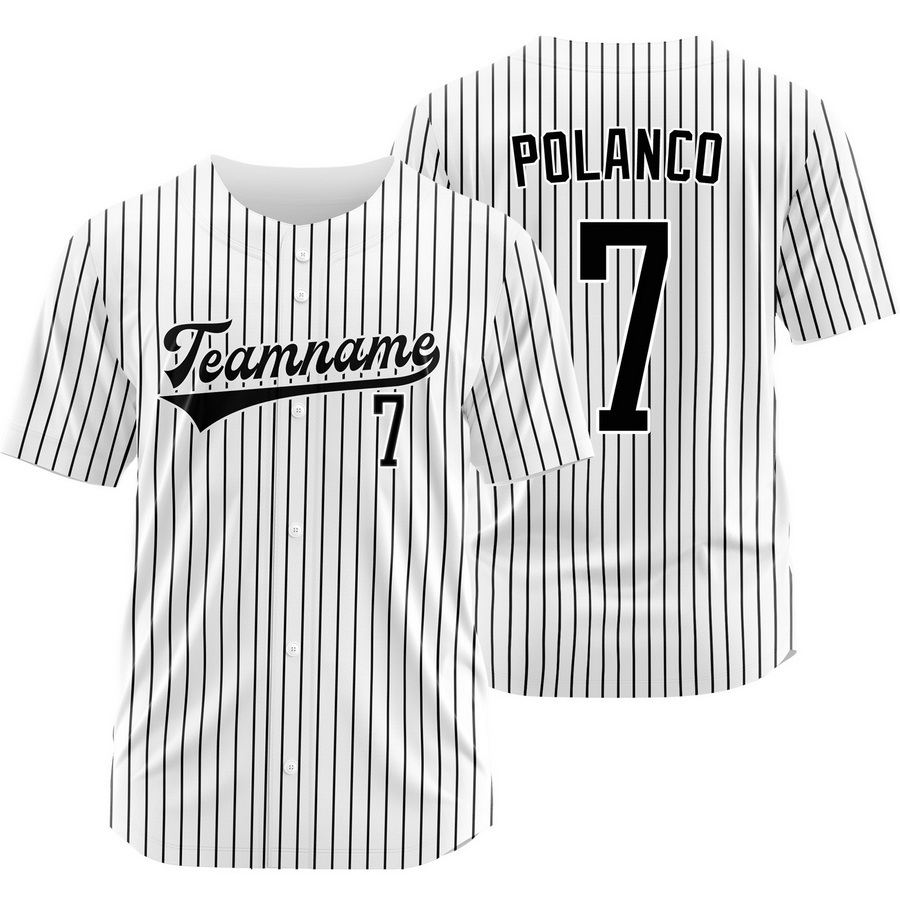 Jorge Polanco White Black Pinstripe Baseball Jersey Outdoor Shirt