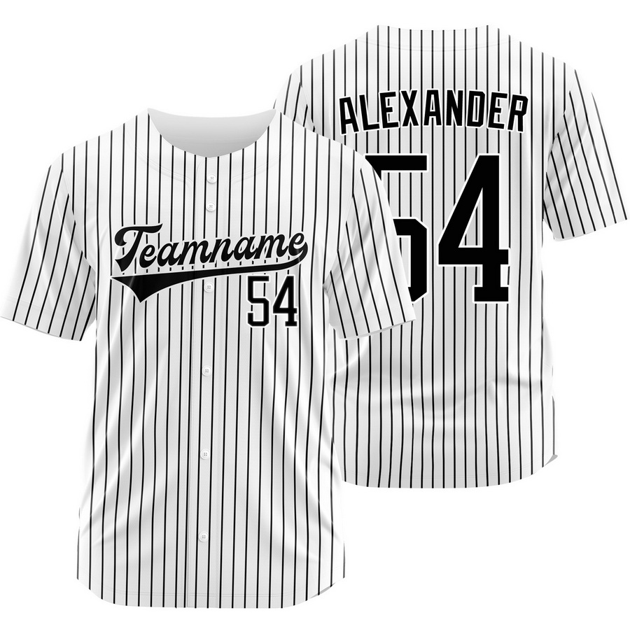 Jason Alexander White Black Pinstripe Baseball Jersey
