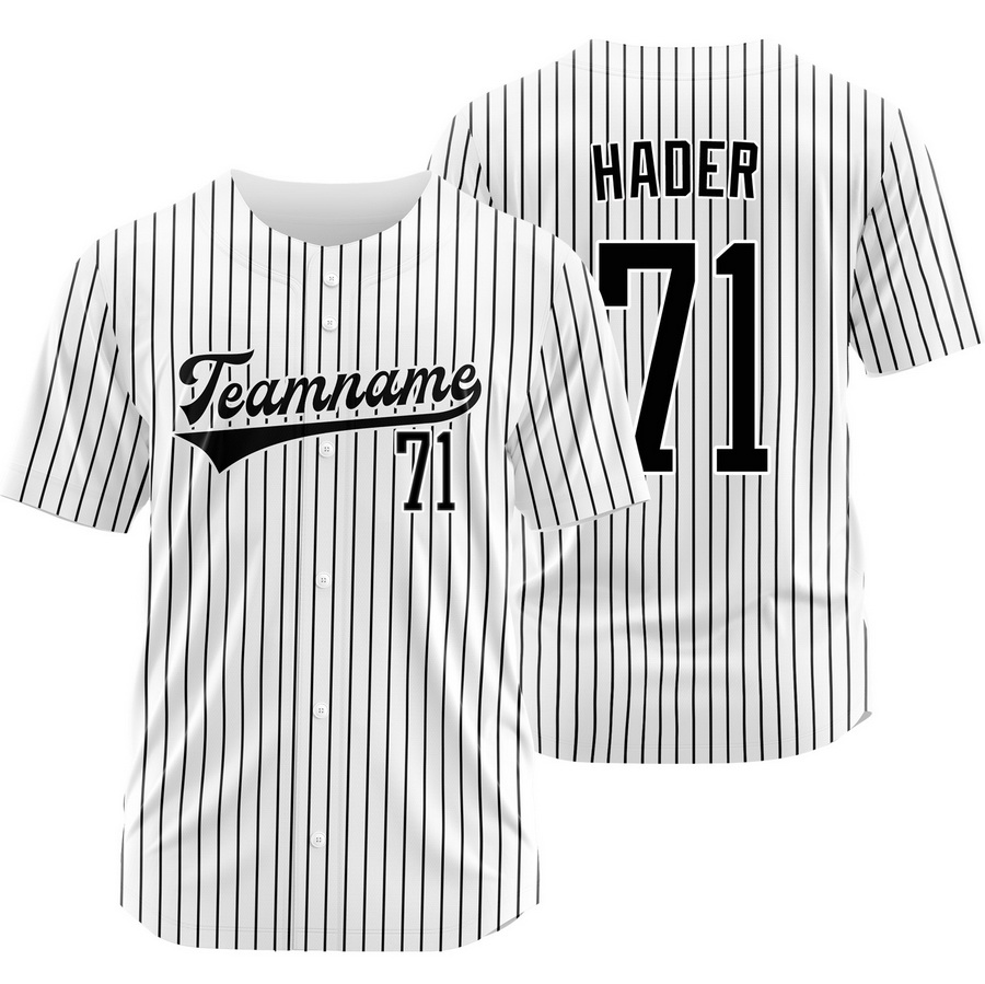 Josh Hader White Black Pinstripe Baseball Jersey Outdoor Shirt