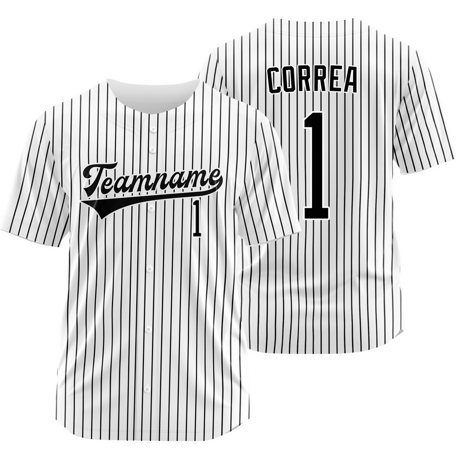 Carlos Correa White Black Pinstripe Baseball Jersey Fashion Shirt
