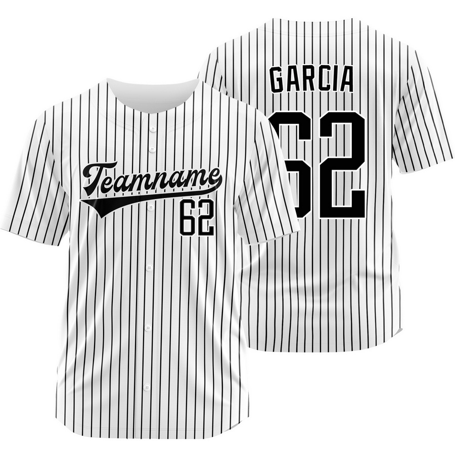 Robert Garcia White Black Pinstripe Baseball Jersey Sport Shirt