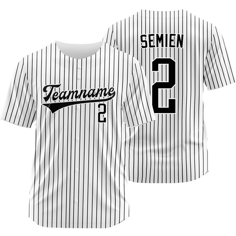 Marcus Semien White Black Pinstripe Baseball Jersey Team Shirt