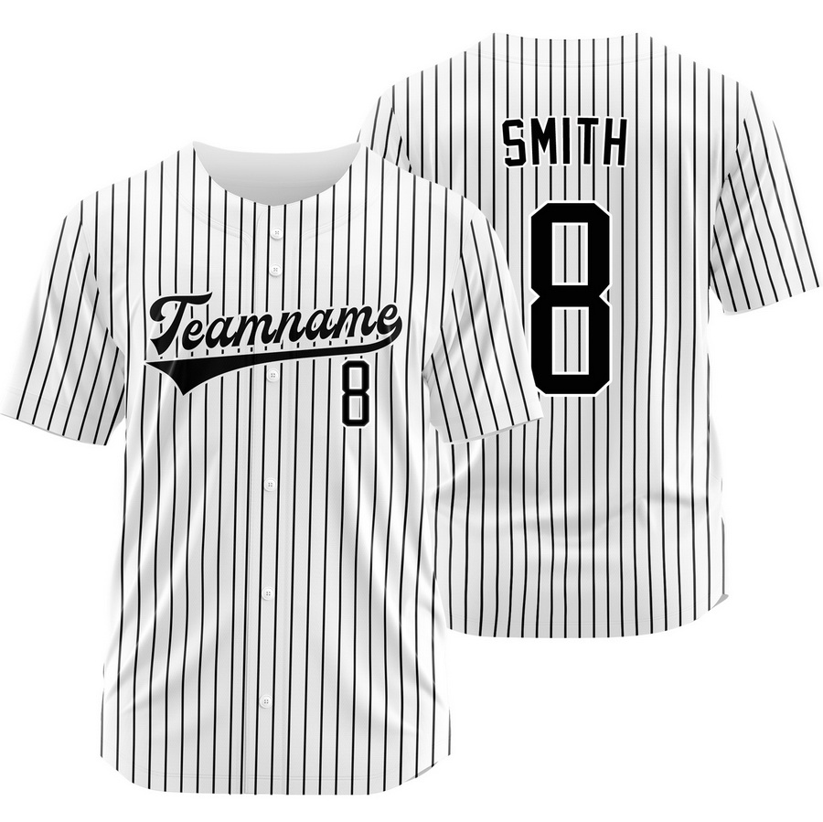 Josh Smith White Black Pinstripe Baseball Jersey Outdoor Shirt
