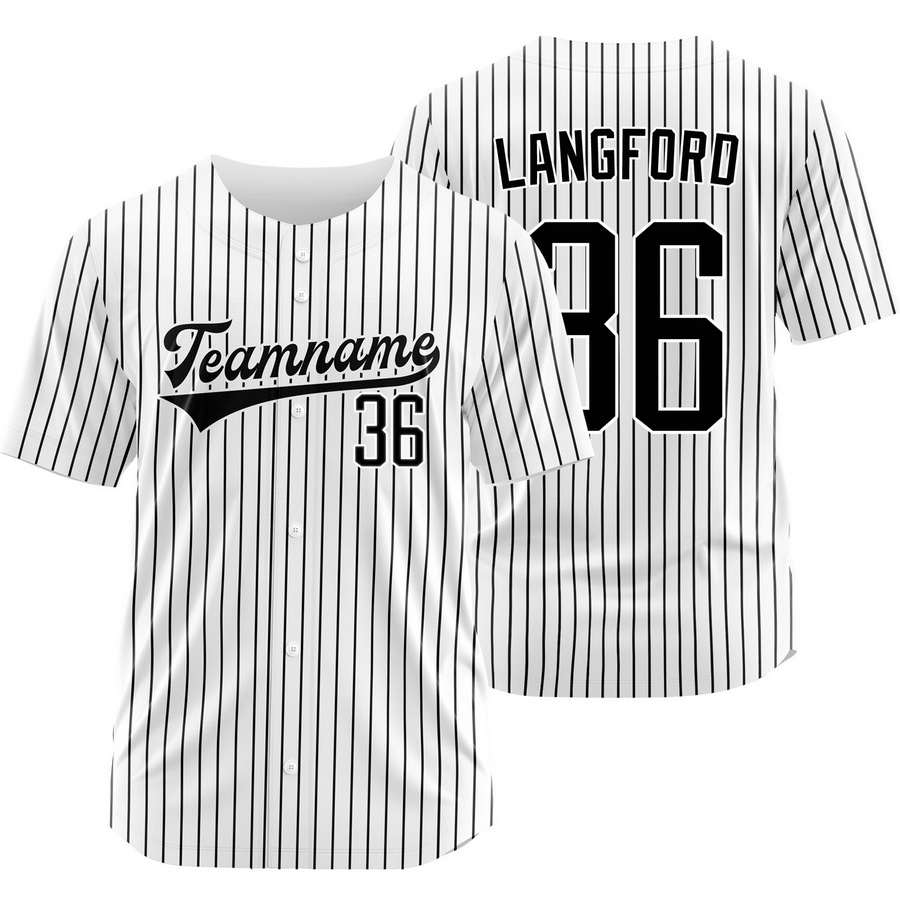 Wyatt Langford White Black Pinstripe Jersey Fashion Shirt