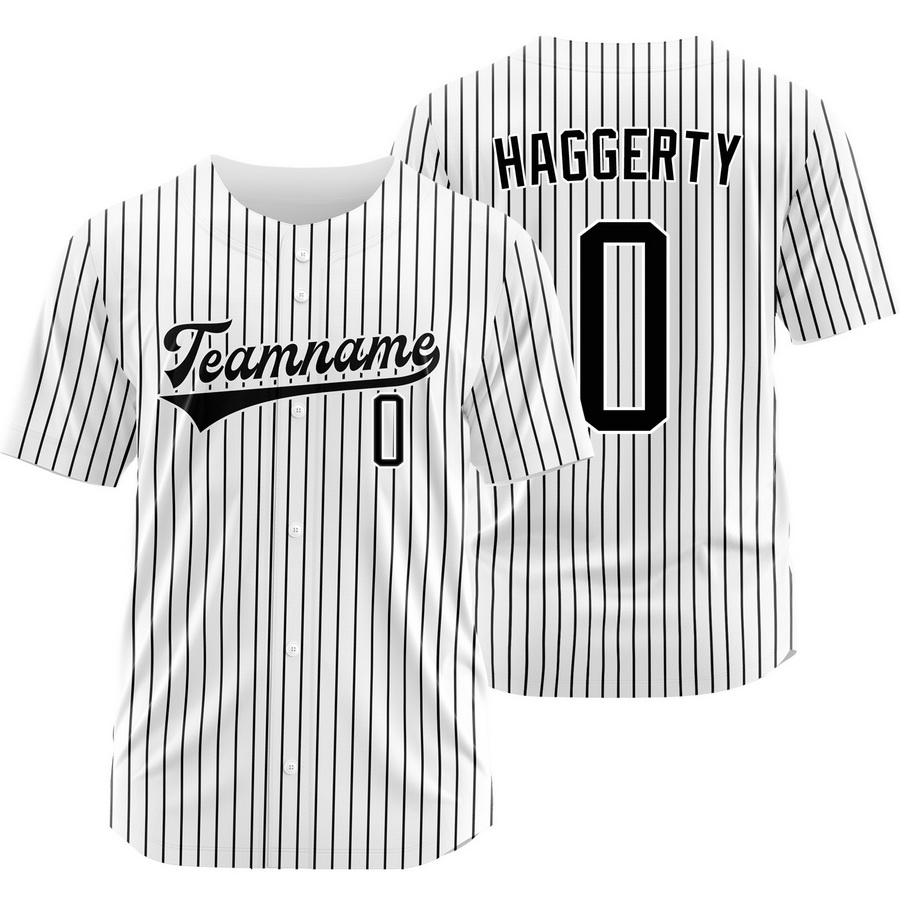Sam Haggerty White Black Pinstripe Baseball Jersey Fashion Shirt