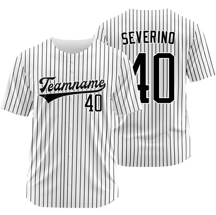 Luis Severino White Black Pinstripe Baseball Jersey Fashion Shirt