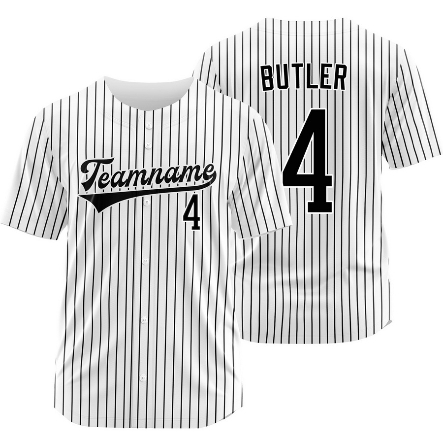 Lawrence Butler White Black Pinstripe Baseball Jersey Team Shirt