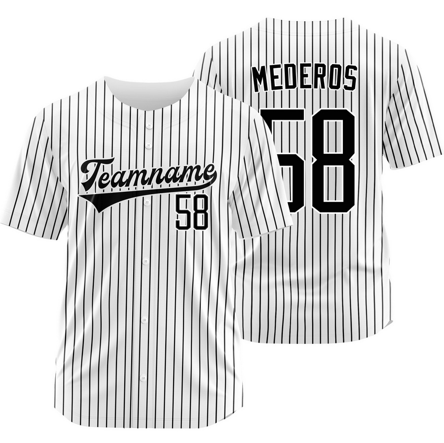 Victor Mederos White Black Pinstripe Baseball Jersey Outdoor Shirt