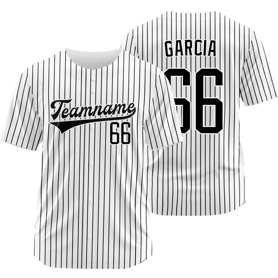 Luis Garcia White Black Pinstripe Baseball Jersey Sport Shirt