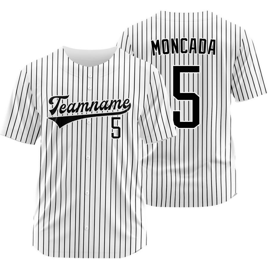 Yoan Moncada White Black Pinstripe Baseball Jersey Outdoor Shirt
