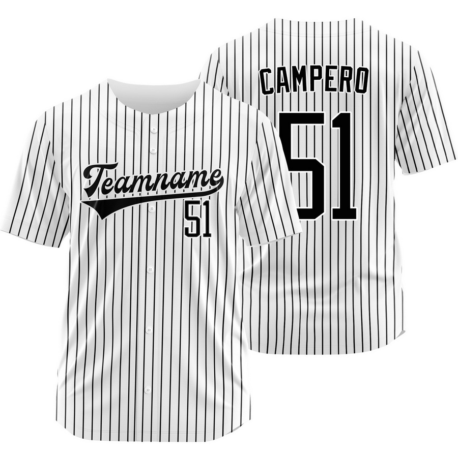 Gustavo Campero White Black Pinstripe Baseball Jersey Fashion Shirt