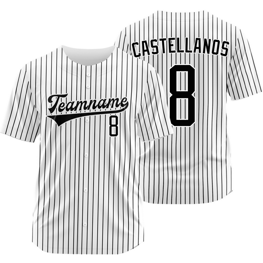 Nick Castellanos White Black Pinstripe Jersey Sport Shirt