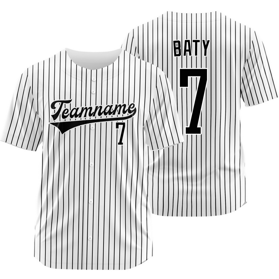 Brett Baty White Black Pinstripe Baseball Jersey Outdoor Shirt