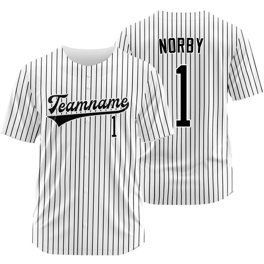 Connor Norby White Black Pinstripe Baseball Jersey Outdoor Shirt