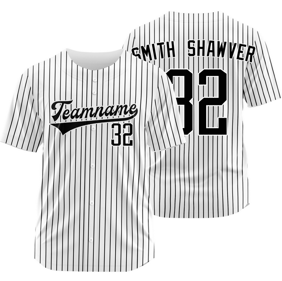 AJ Smith-Shawver White Black Pinstripe Baseball Jersey