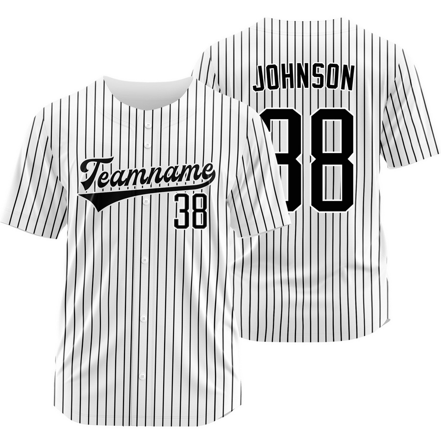 Pierce Johnson White Black Pinstripe Baseball Jersey Fashion Shirt