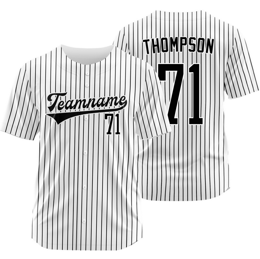 Mason Thompson White Black Pinstripe Baseball Jersey Outdoor Shirt